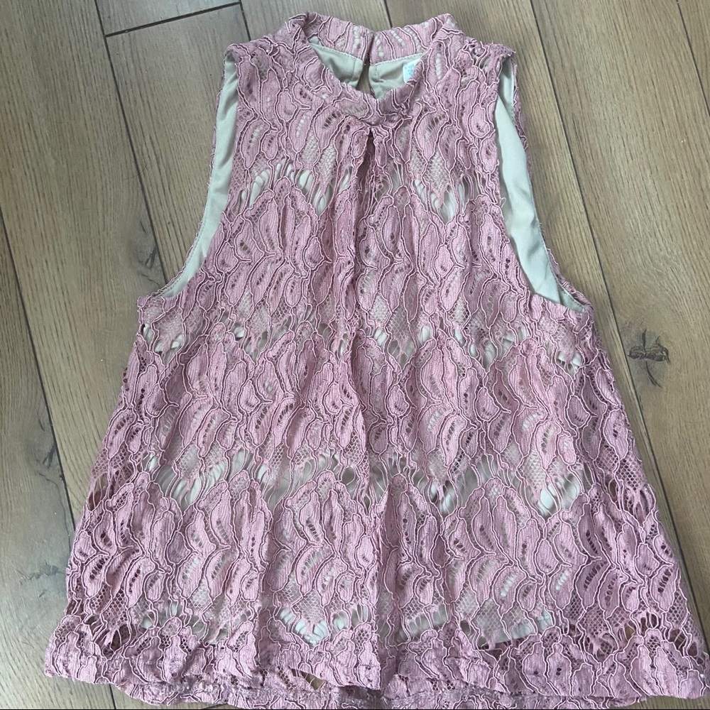 Love Fire Laced Mock neck sleeveless blouse